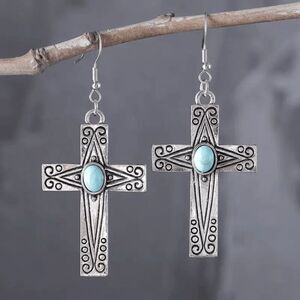 Western Boho Turquoise Dangle Earrings